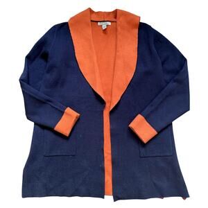 Chunky Knit Navy Cardigan Boho MCM Cozy Heritage Scandi Small Oversized Capsule